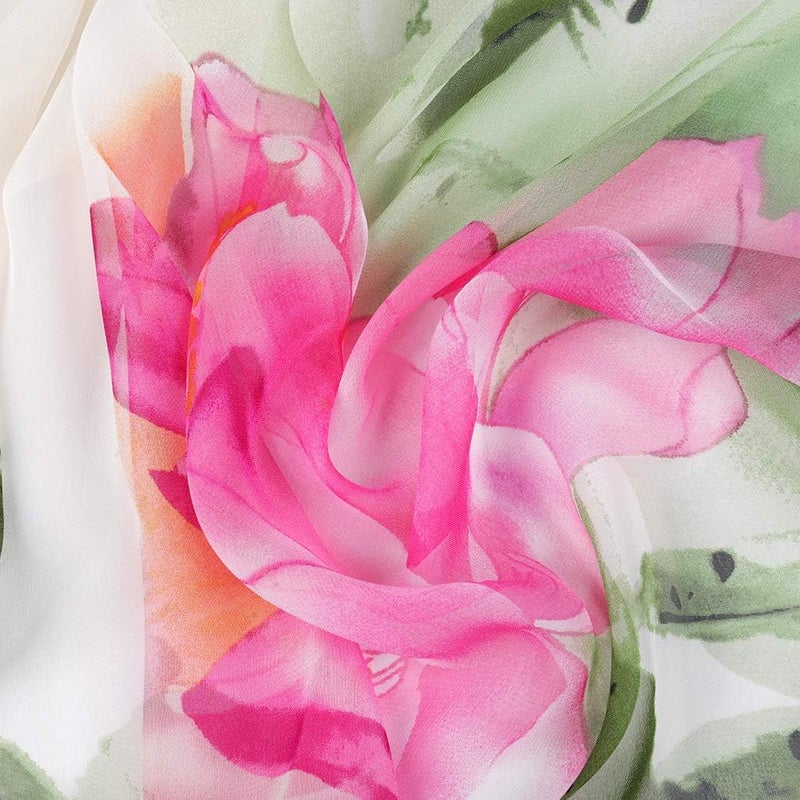 E-Clover Women Soft Floral Print Shawl Chiffon Sheer Scarf - Image 4
